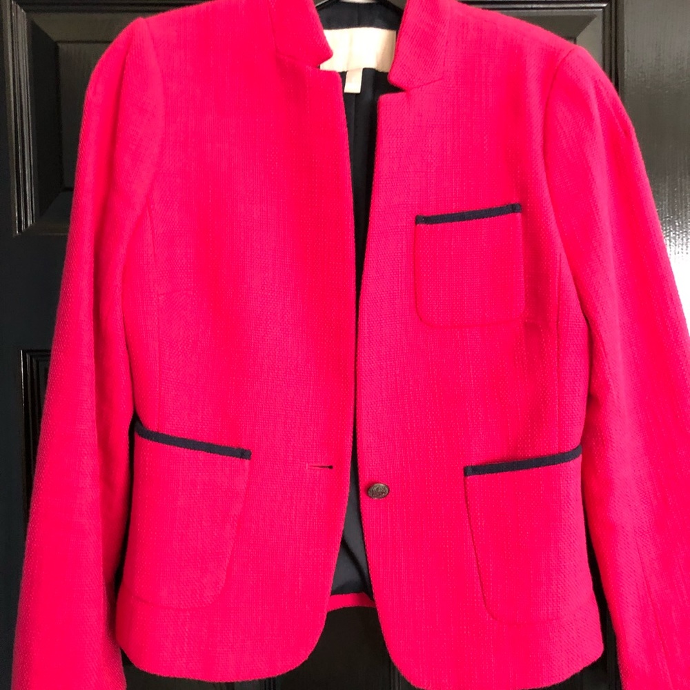 Banana republic pink blazer with blue trim